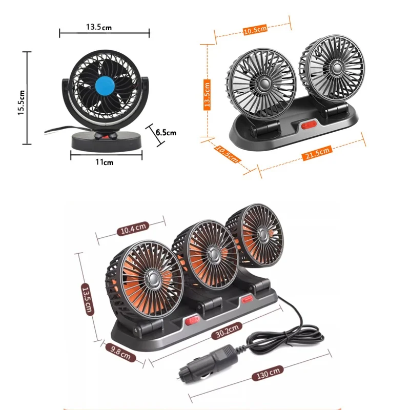 Car Fan 360° Adjustable 3 Head Air Fan