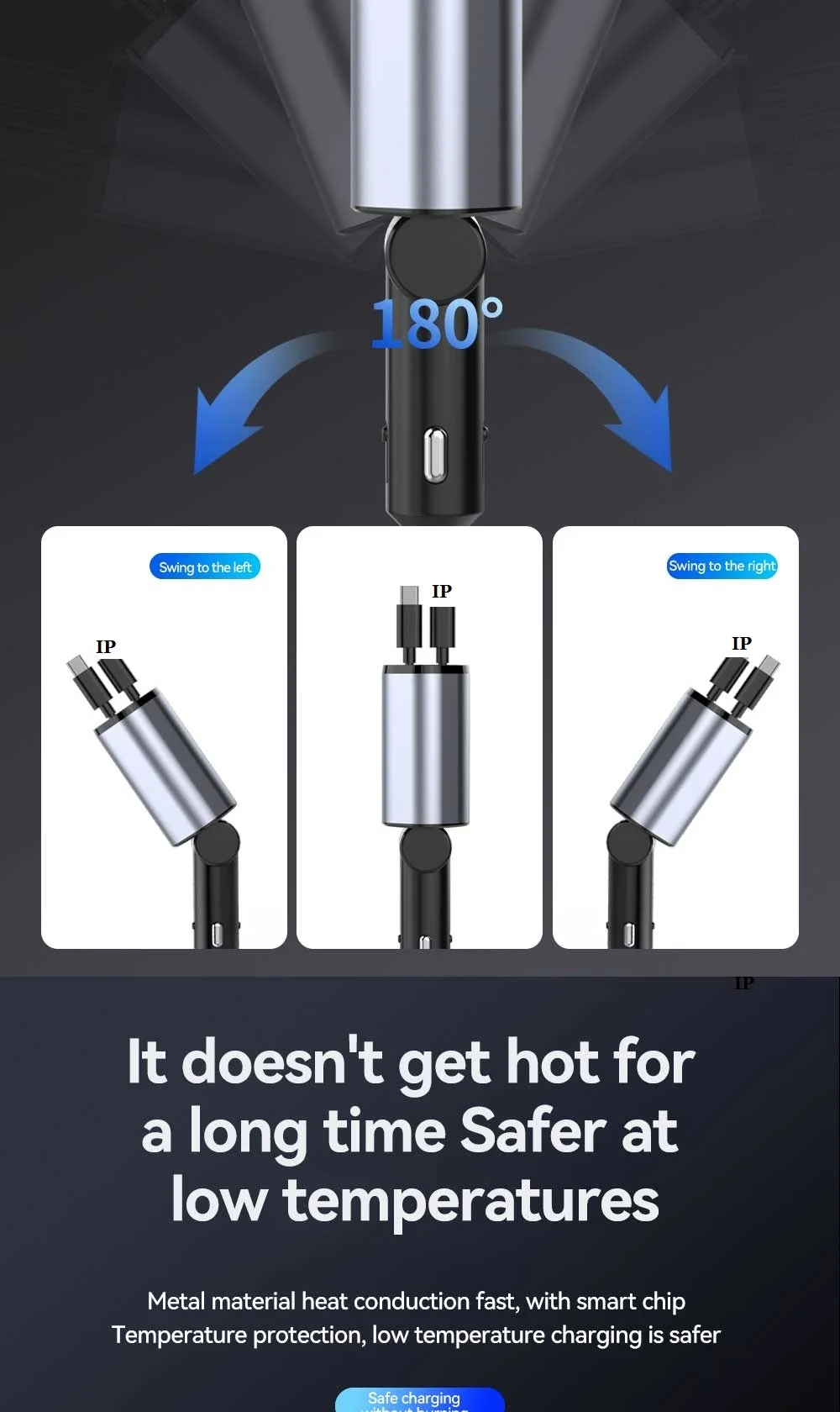Retractable Car Charger, 4 in 1 Fast Charging Car Charger