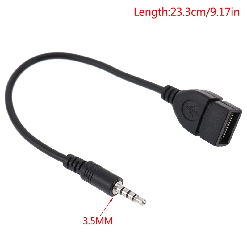 3.5mm Black Car AUX Audio Cable To USB Audio Cable