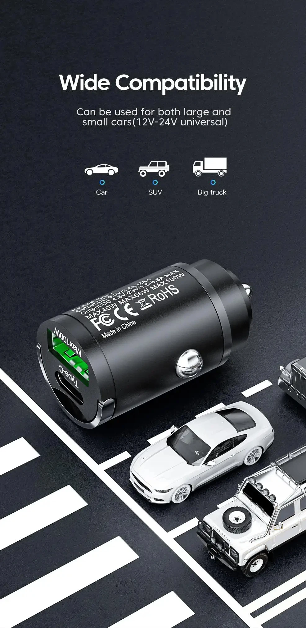 100W Car Charger Lighter PD Fast Charging