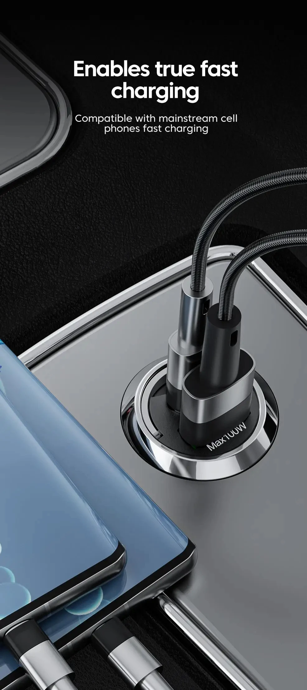 100W Car Charger Lighter PD Fast Charging