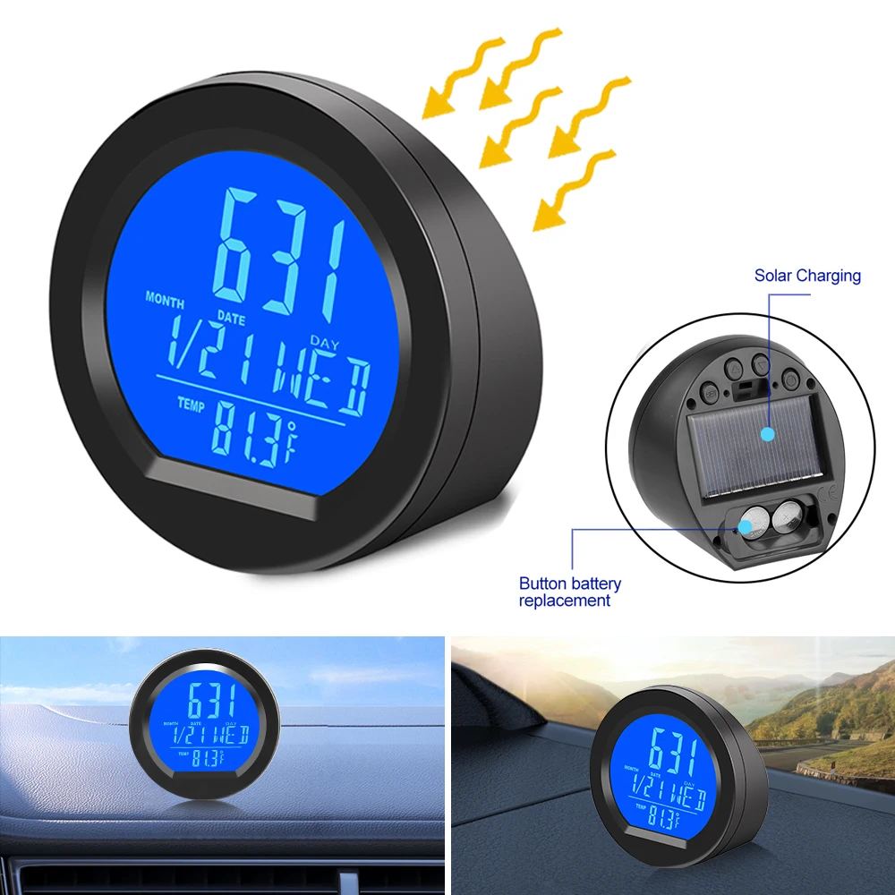 Solar Car Clock Digital Time Watch Solar Car Clock Digital Time Watch