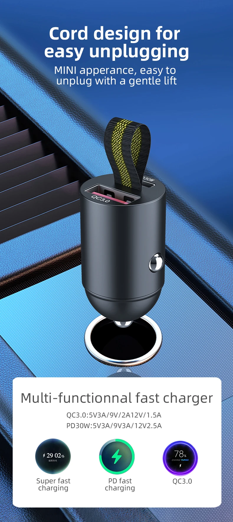 200W Mini USB Car Charger