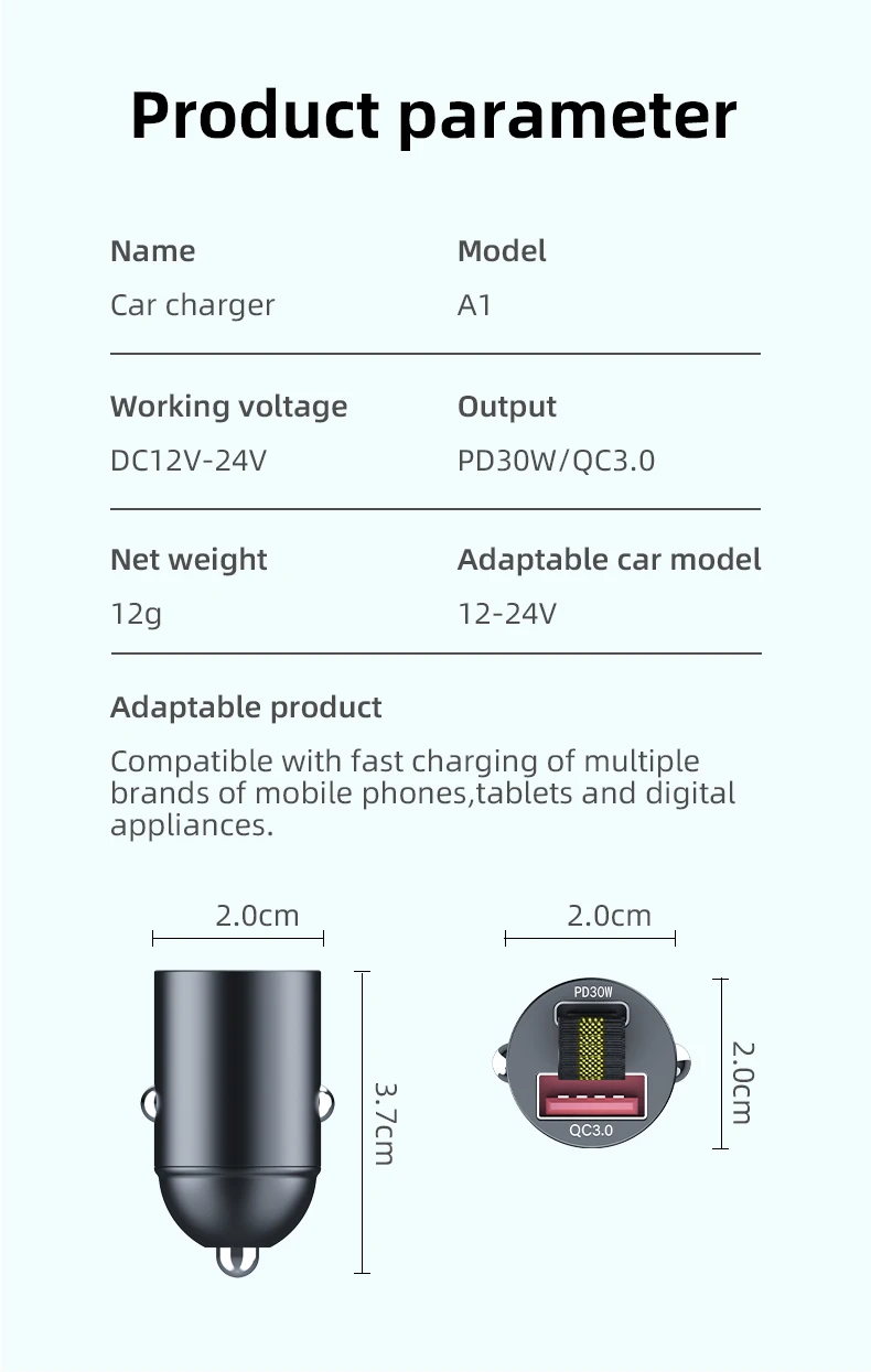 200W Mini USB Car Charger