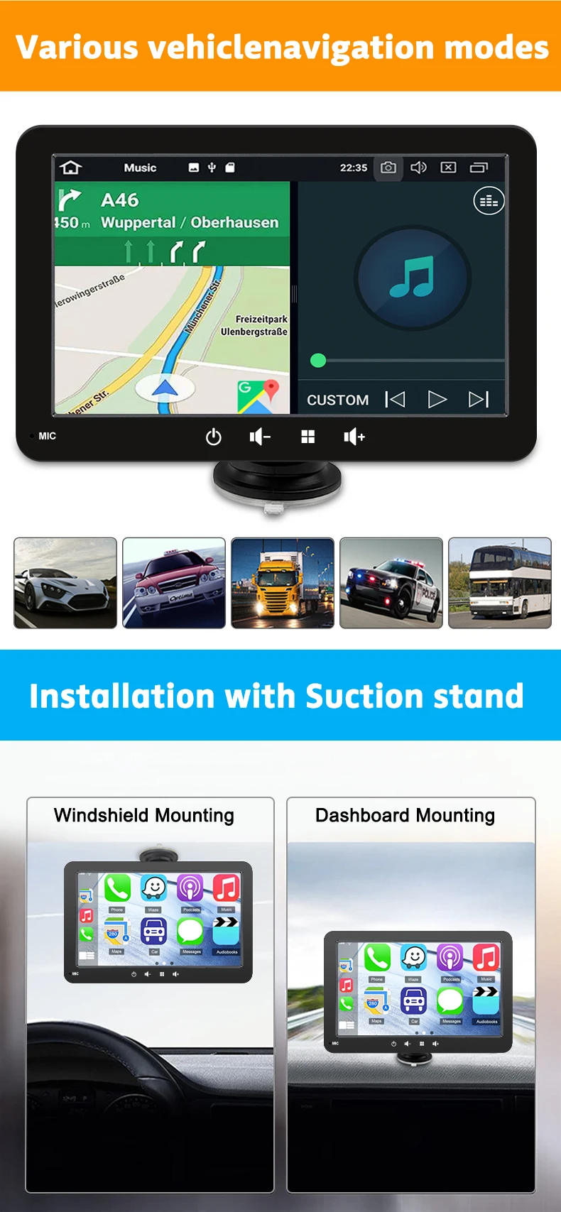 Universal 7 Inch Car Radio Multimedia Video Player