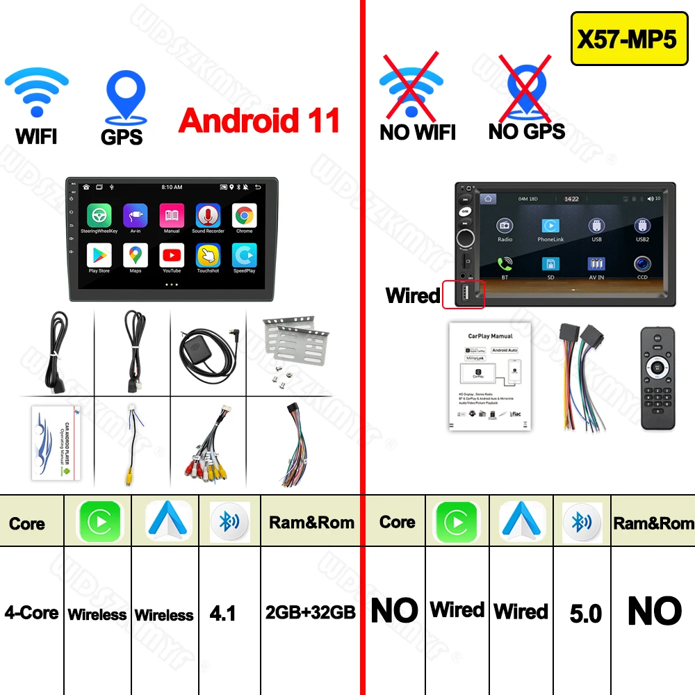 7"/9"/10" Android 11 Car Radio Androidauto Carplay 7
