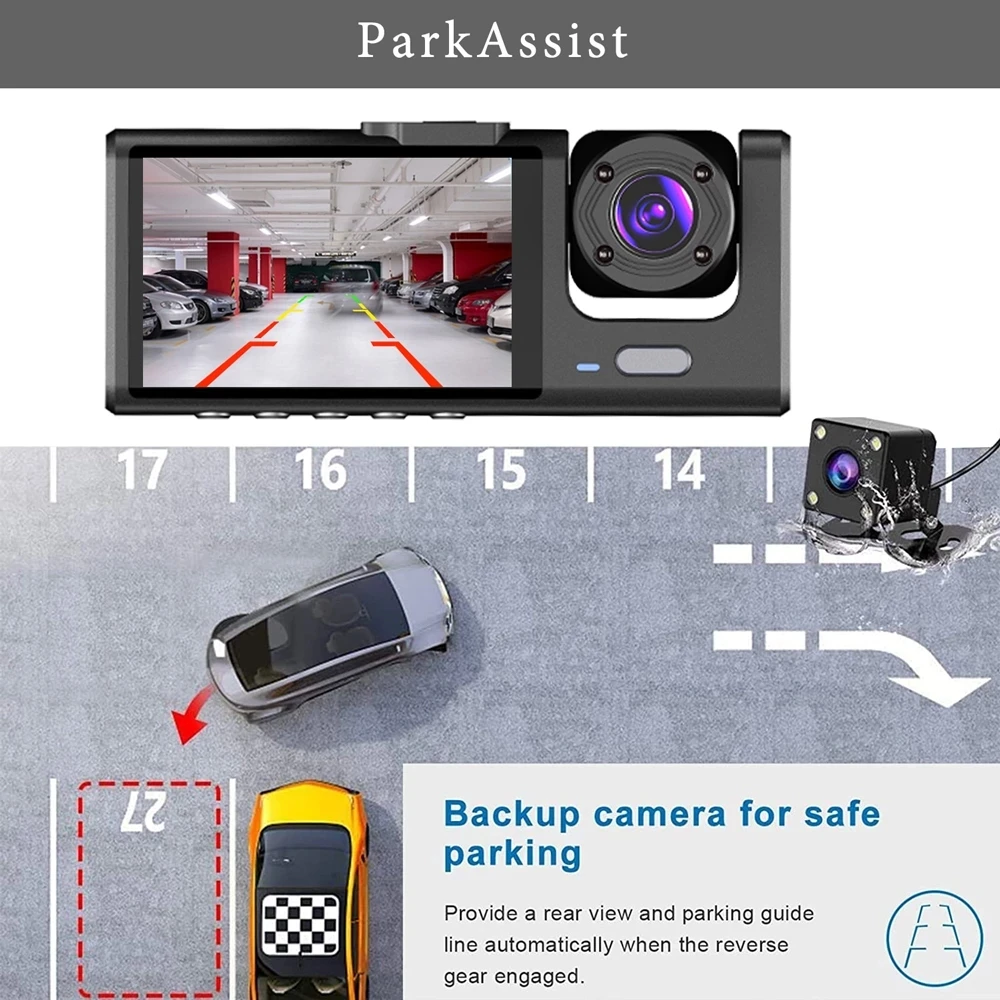 3 Channel Car DVR HD 1080P 3-Lens