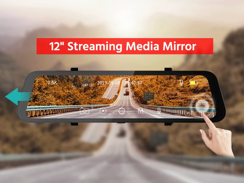 ACCEO A38 12 Inch Touch Screen WIFI Car Room Mirror Video Recorder
