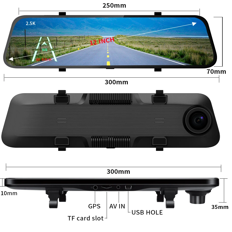 ACCEO A38 12 Inch Touch Screen WIFI Car Room Mirror Video Recorder