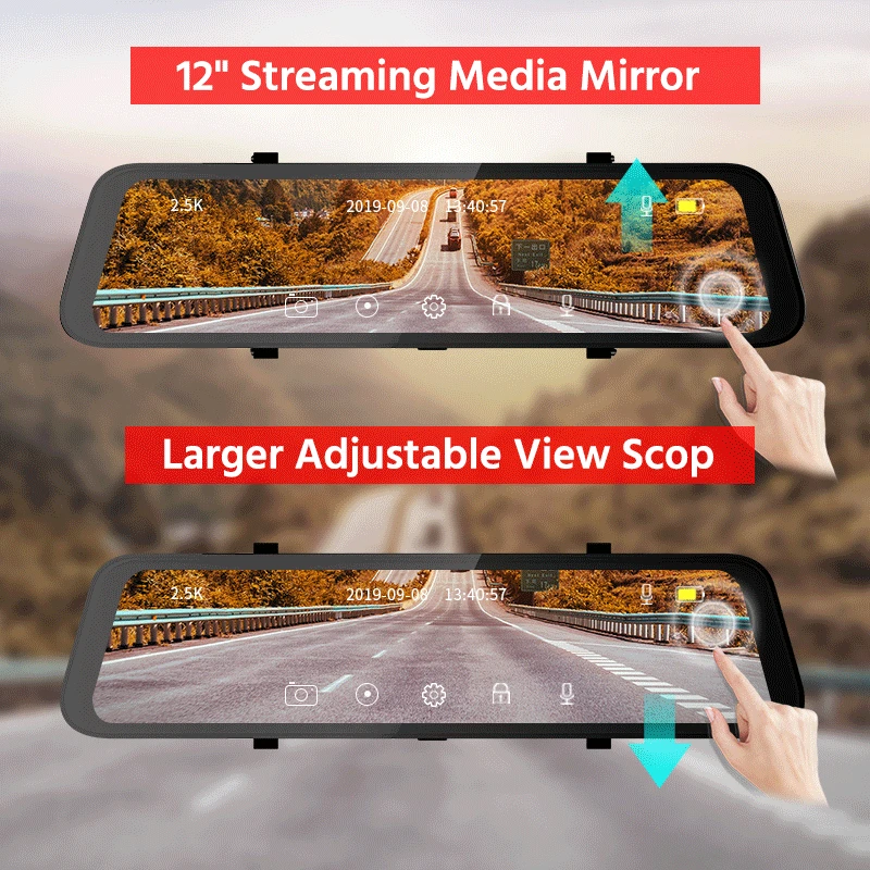 ACCEO A38 12 Inch Touch Screen WIFI Car Room Mirror Video Recorder