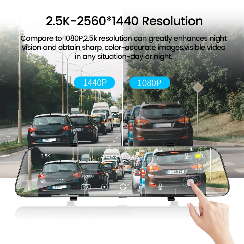 ACCEO A38 12 Inch Touch Screen WIFI Car Room Mirror Video Recorder