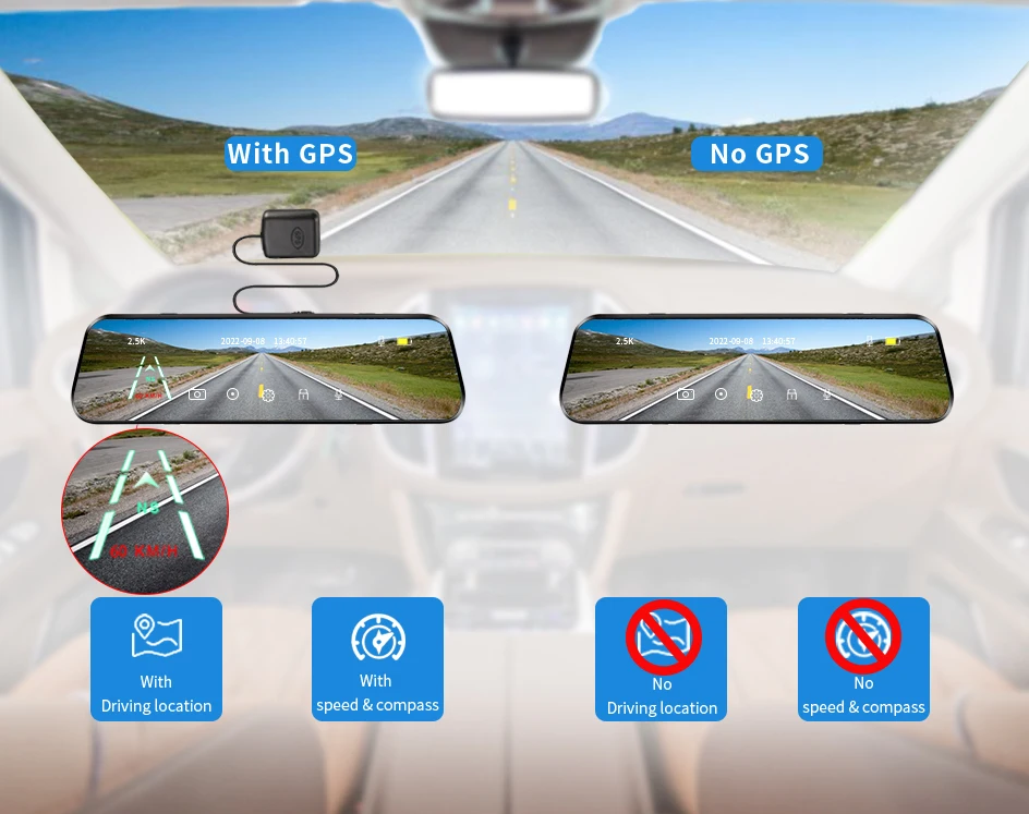 ACCEO A38 12 Inch Touch Screen WIFI Car Room Mirror Video Recorder