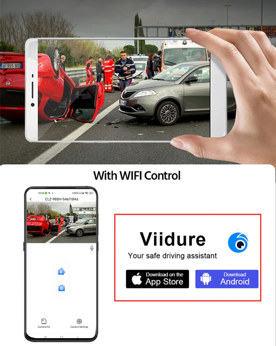 ACCEO A38 12 Inch Touch Screen WIFI Car Room Mirror Video Recorder