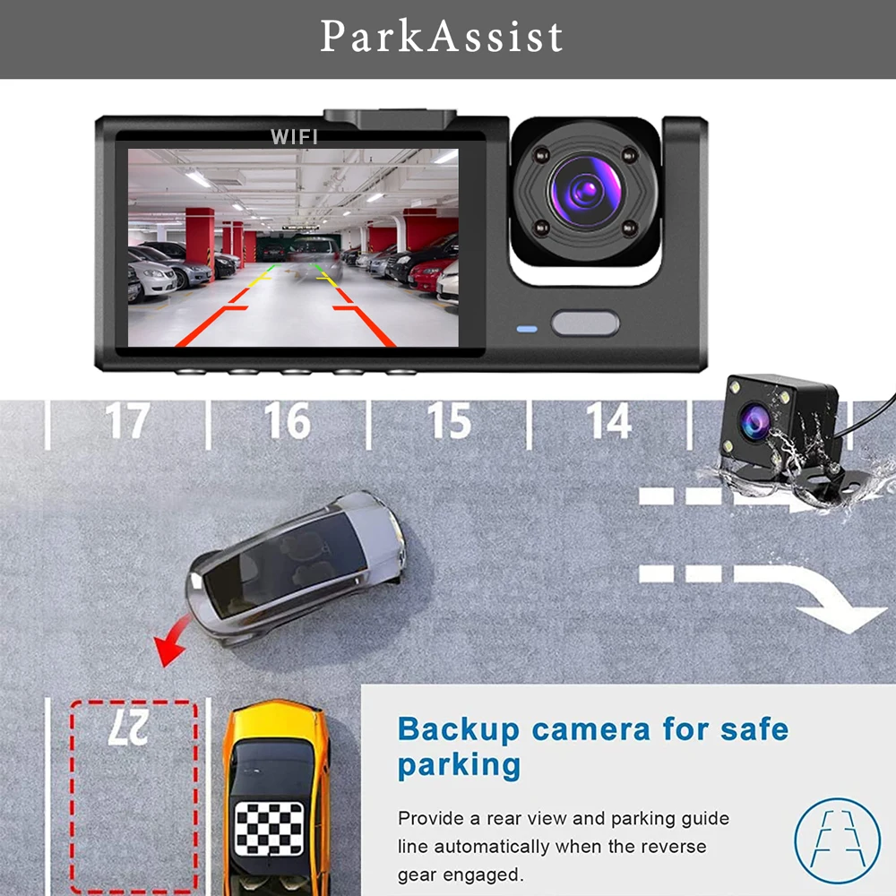 WiFi 3 Channel Car DVR