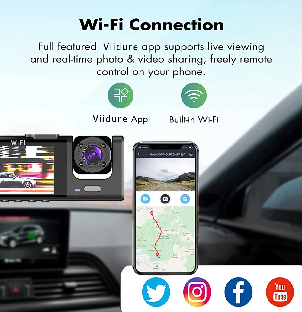 WiFi 3 Channel Car DVR