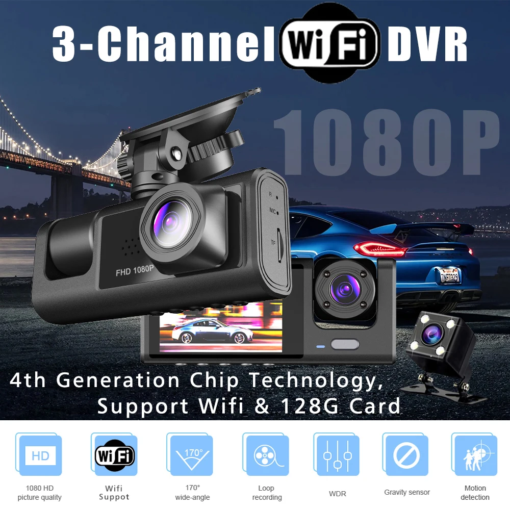 WiFi 3 Channel Car DVR