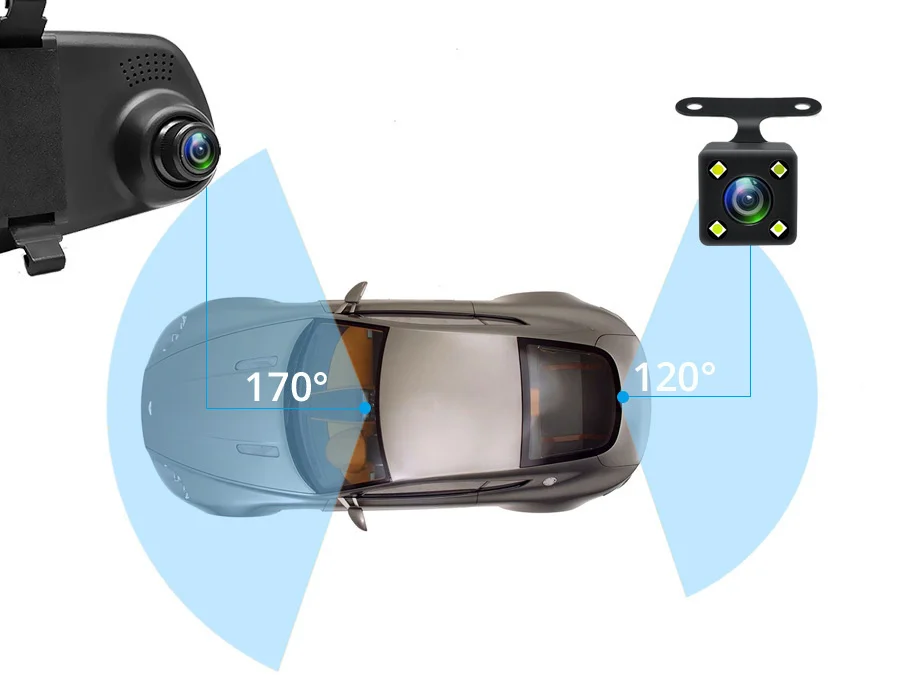 E-ACE Dashcam Car Dvr 4.3 Inch Mirror