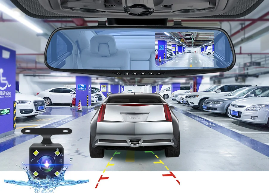 E-ACE Dashcam Car Dvr 4.3 Inch Mirror