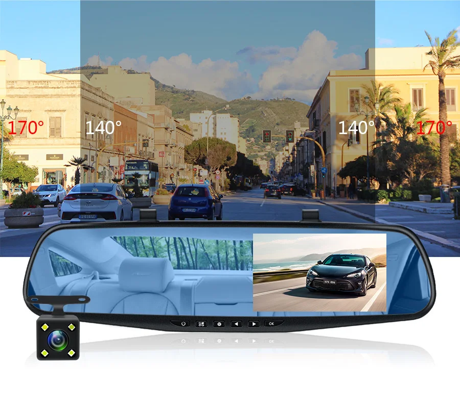 E-ACE Dashcam Car Dvr 4.3 Inch Mirror