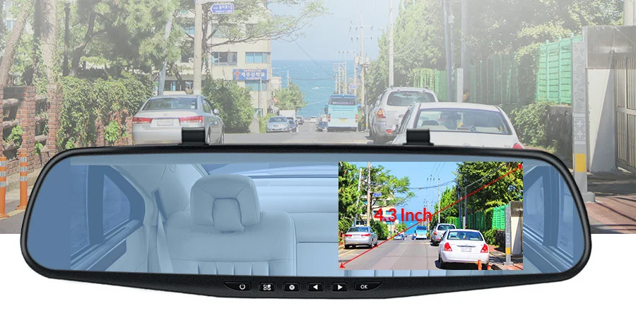 E-ACE Dashcam Car Dvr 4.3 Inch Mirror