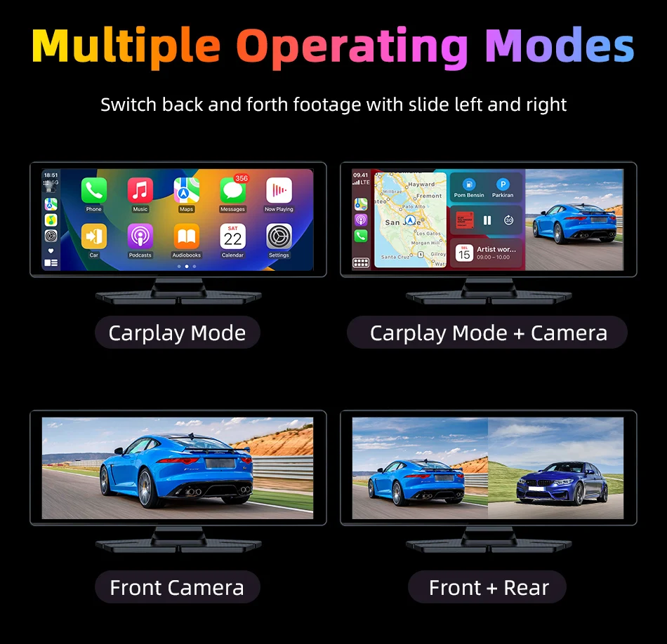 Srnubi 10.26 Inch 4K Dash Cam Rearview CameraRs