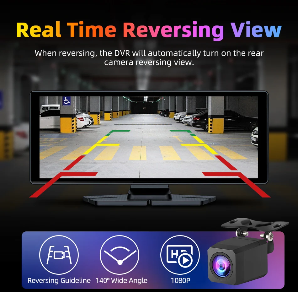 Srnubi 10.26 Inch 4K Dash Cam Rearview CameraRs