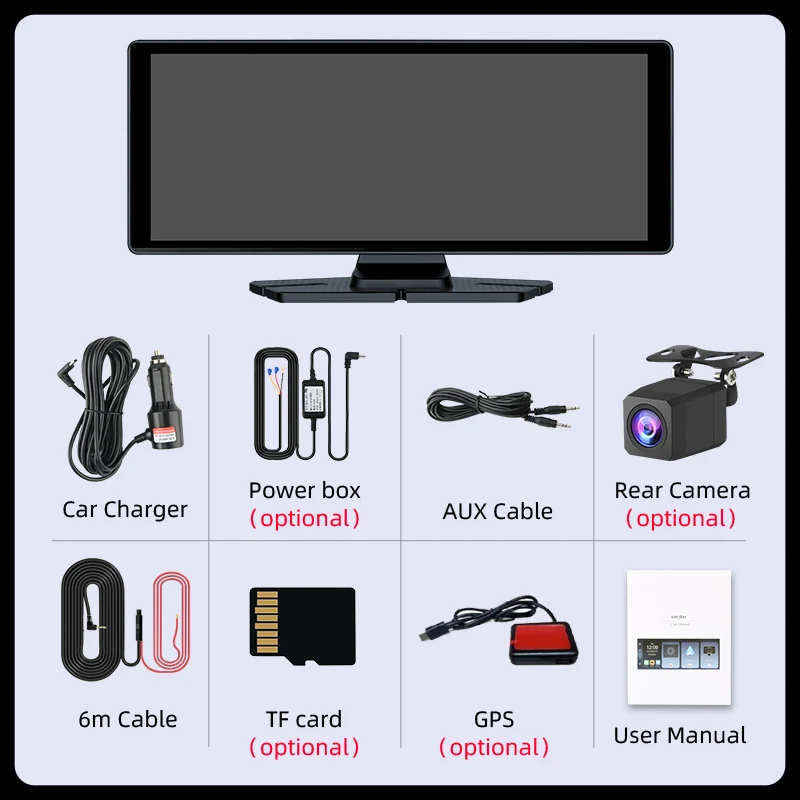 Srnubi 10.26 Inch 4K Dash Cam Rearview CameraRs
