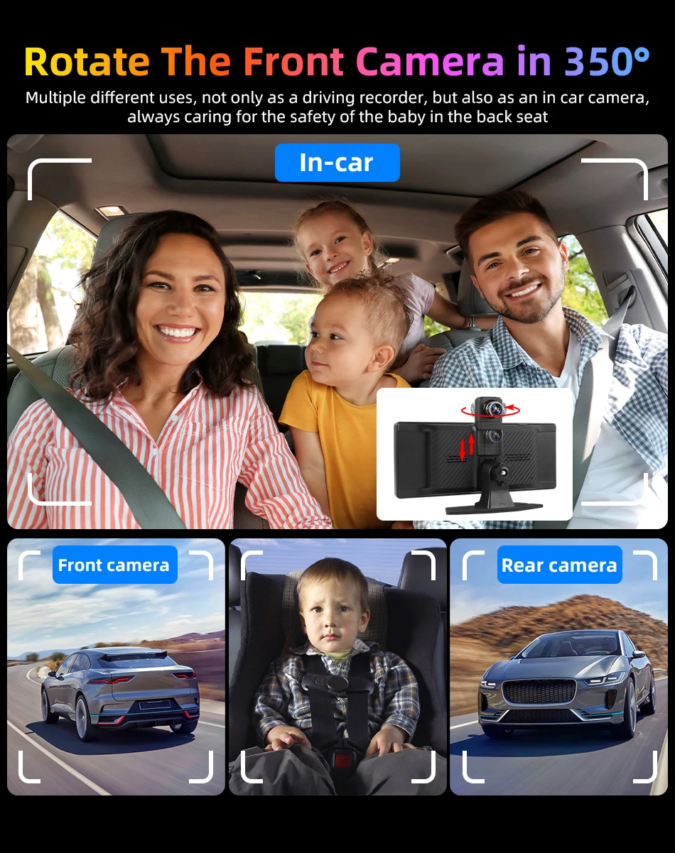 Srnubi 10.26 Inch 4K Dash Cam Rearview CameraRs