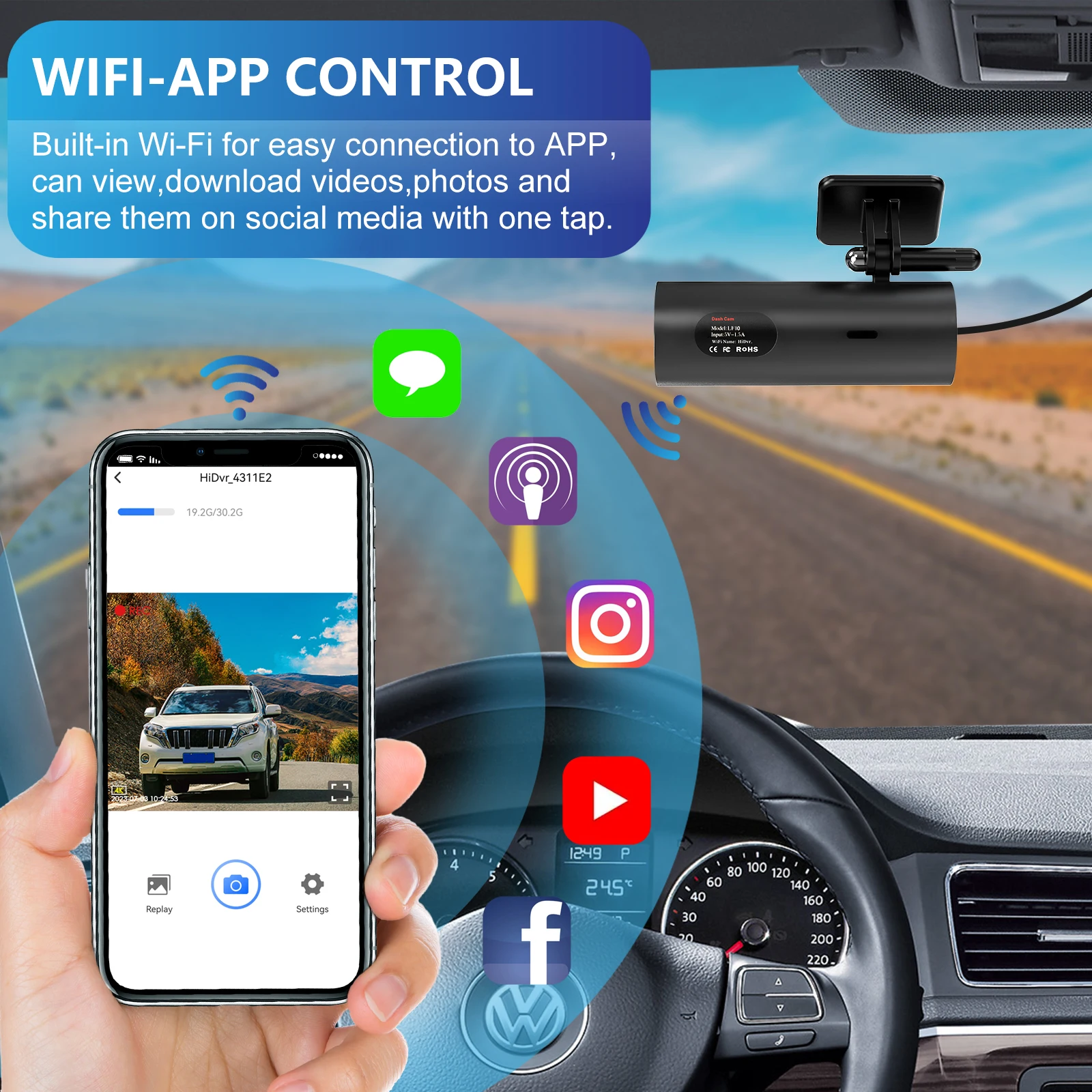 4K Car Dash Cam DVR Recorder