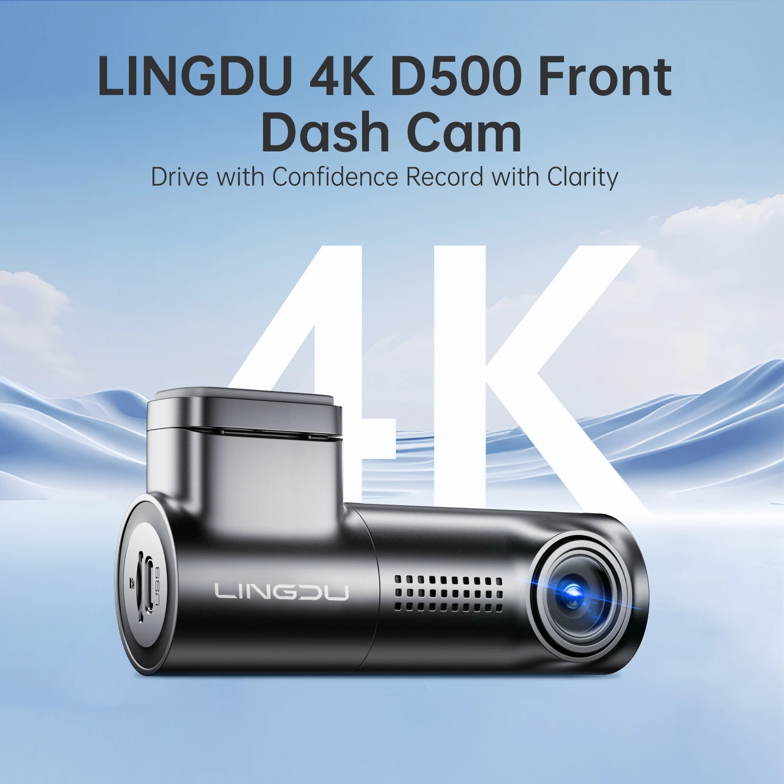 LINGDU 4K Dash Cam D500 Ultra HD Front Car Camera