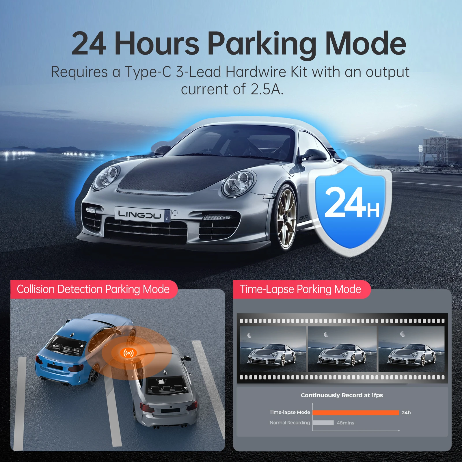 LINGDU 4K Dash Cam D500 Ultra HD Front Car Camera