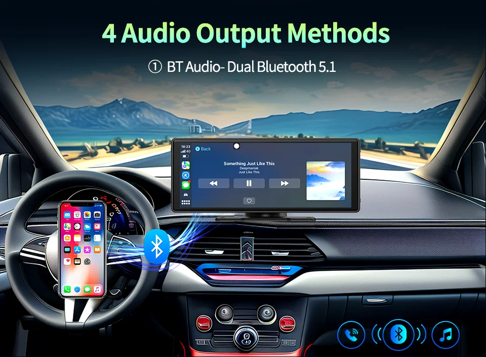 Imagebon Android 13 Dash Cam Wireless CarPlay & Android Auto Car DVR GPS