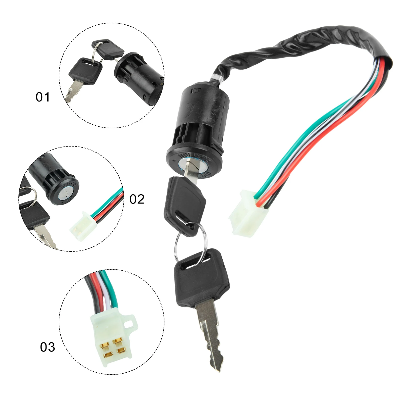 Motorcycle Ignition Switch + Keys Scooter Accessories