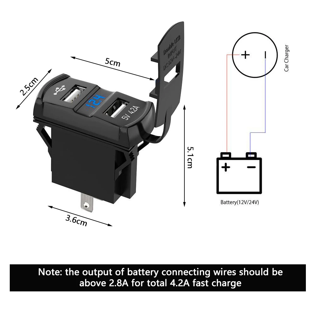5V 4.2A Universal LED Car Charger Dual USB Switch
