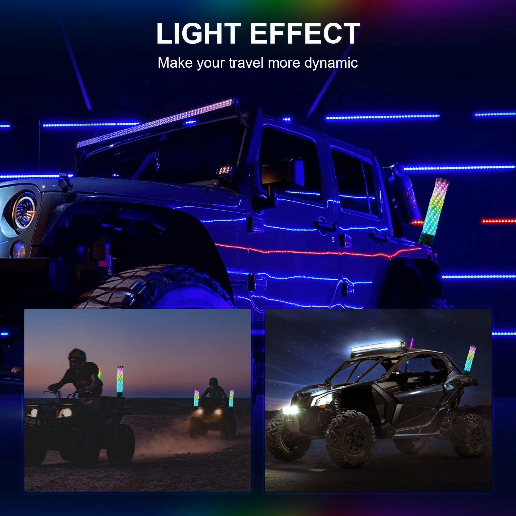 2PCS 1FT LED Whip Lights
