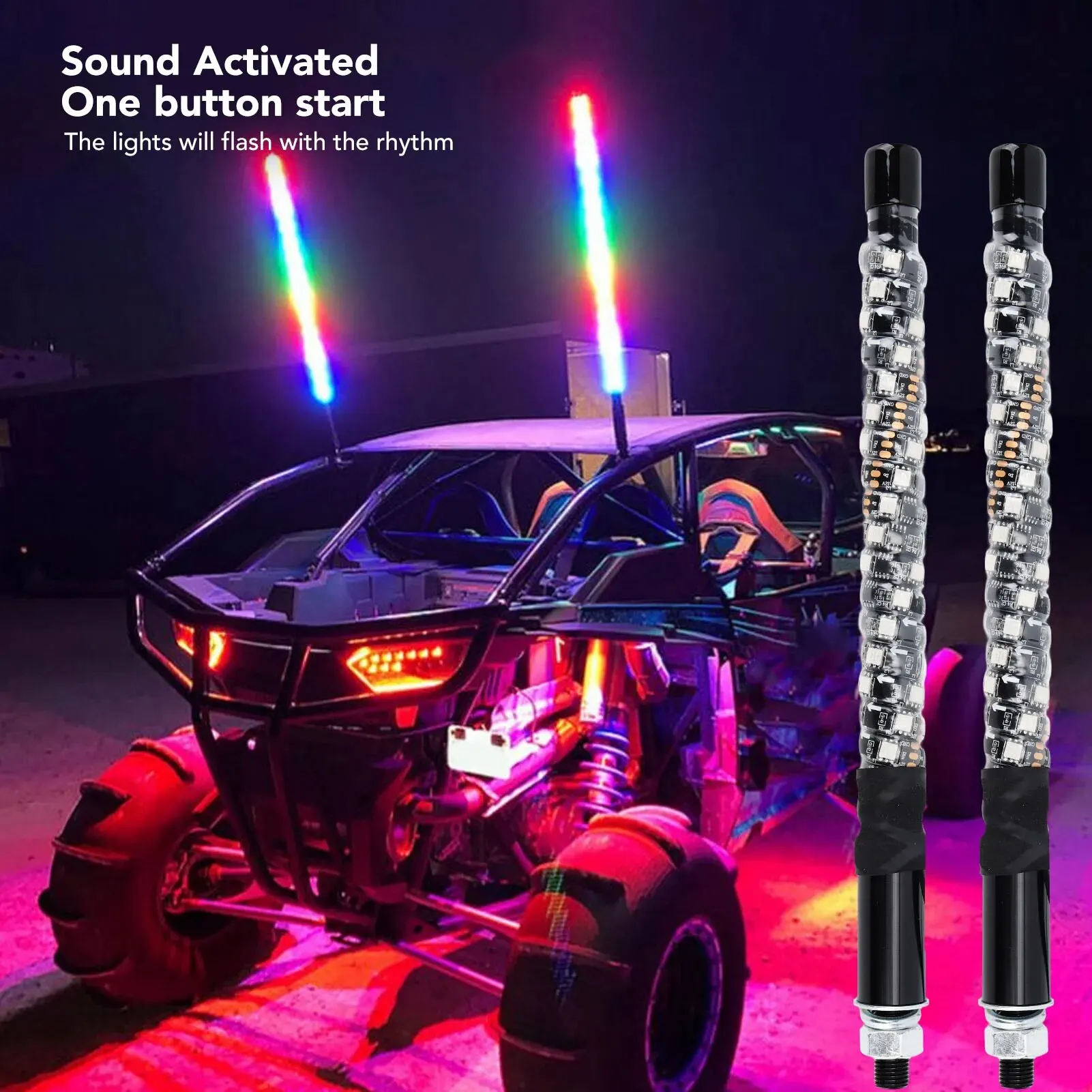 2PCS 1FT LED Whip Lights