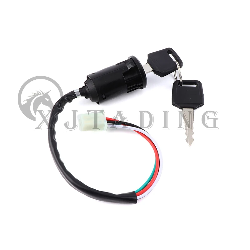4 Wires Universal 2 Ignition Keys Start Switch Door Lock Key