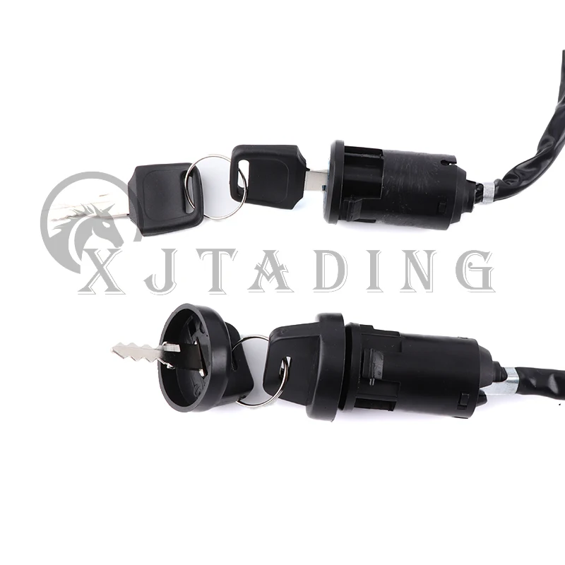 4 Wires Universal 2 Ignition Keys Start Switch Door Lock Key