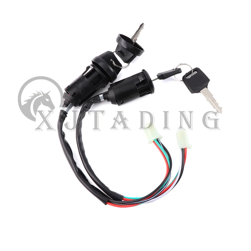4 Wires Universal 2 Ignition Keys Start Switch Door Lock Key