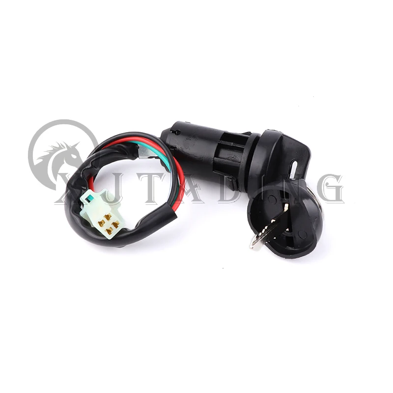 4 Wires Universal 2 Ignition Keys Start Switch Door Lock Key