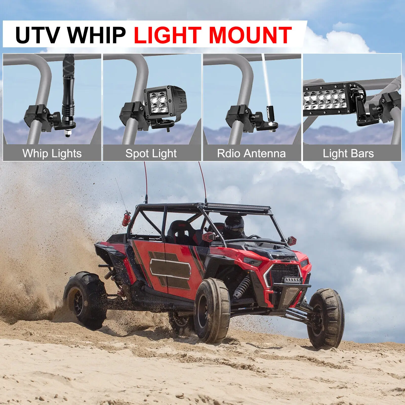 UTV LED Whip Light Mounts
