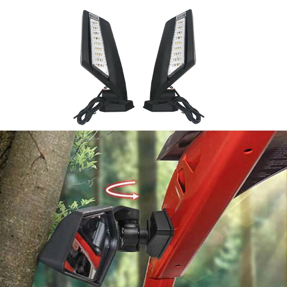 2pcs UTV Rearview Mirror with LED Turn Signal Light