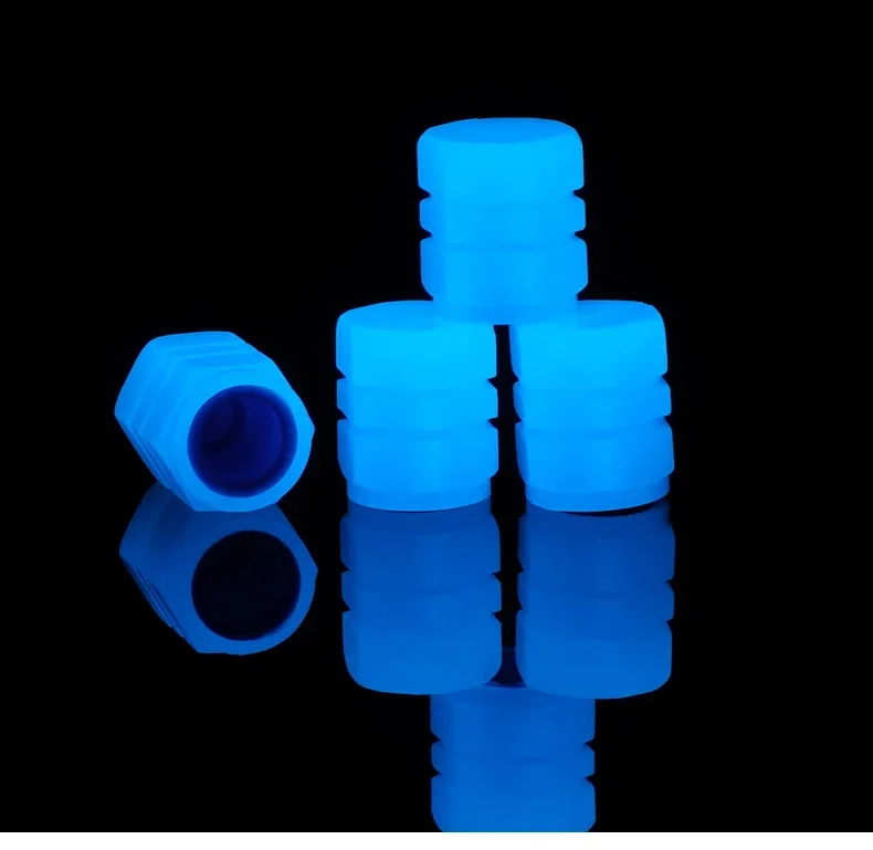 1-4Pcs Luminous Valve Caps Fluorescent Red Night Glowing Car Motorcycle Bicycle Wheel