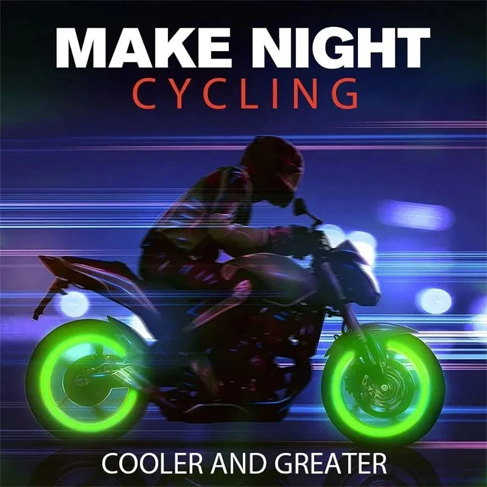 1-4Pcs Luminous Valve Caps Fluorescent Red Night Glowing Car Motorcycle Bicycle Wheel