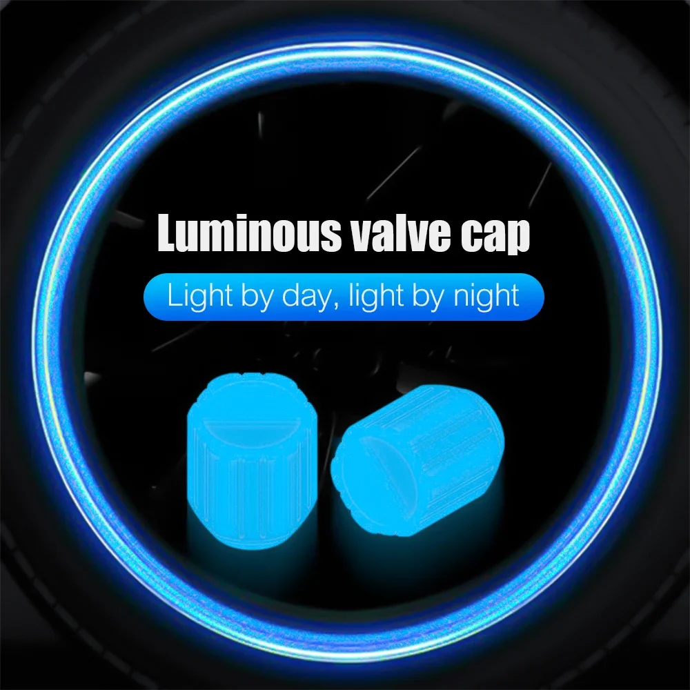1-4Pcs Luminous Valve Caps Fluorescent Red Night Glowing Car Motorcycle Bicycle Wheel