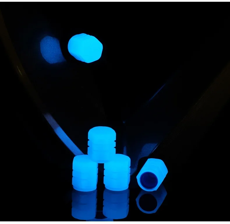 1-4Pcs Luminous Valve Caps Fluorescent Red Night Glowing Car Motorcycle Bicycle Wheel