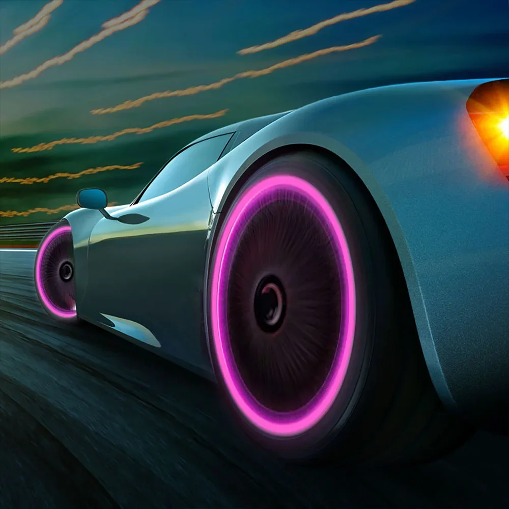 1-4Pcs Luminous Valve Caps Fluorescent Red Night Glowing Car Motorcycle Bicycle Wheel
