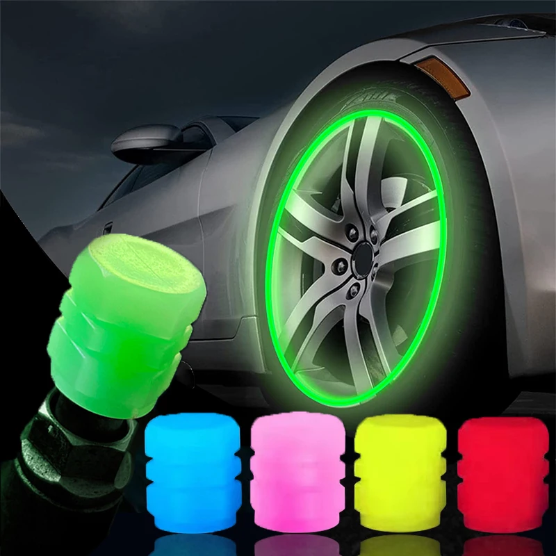 Luminous Valve Caps Fluorescent Green Blue Night Glowing Luminous Valve Caps Fluorescent Green Blue Night Glowing