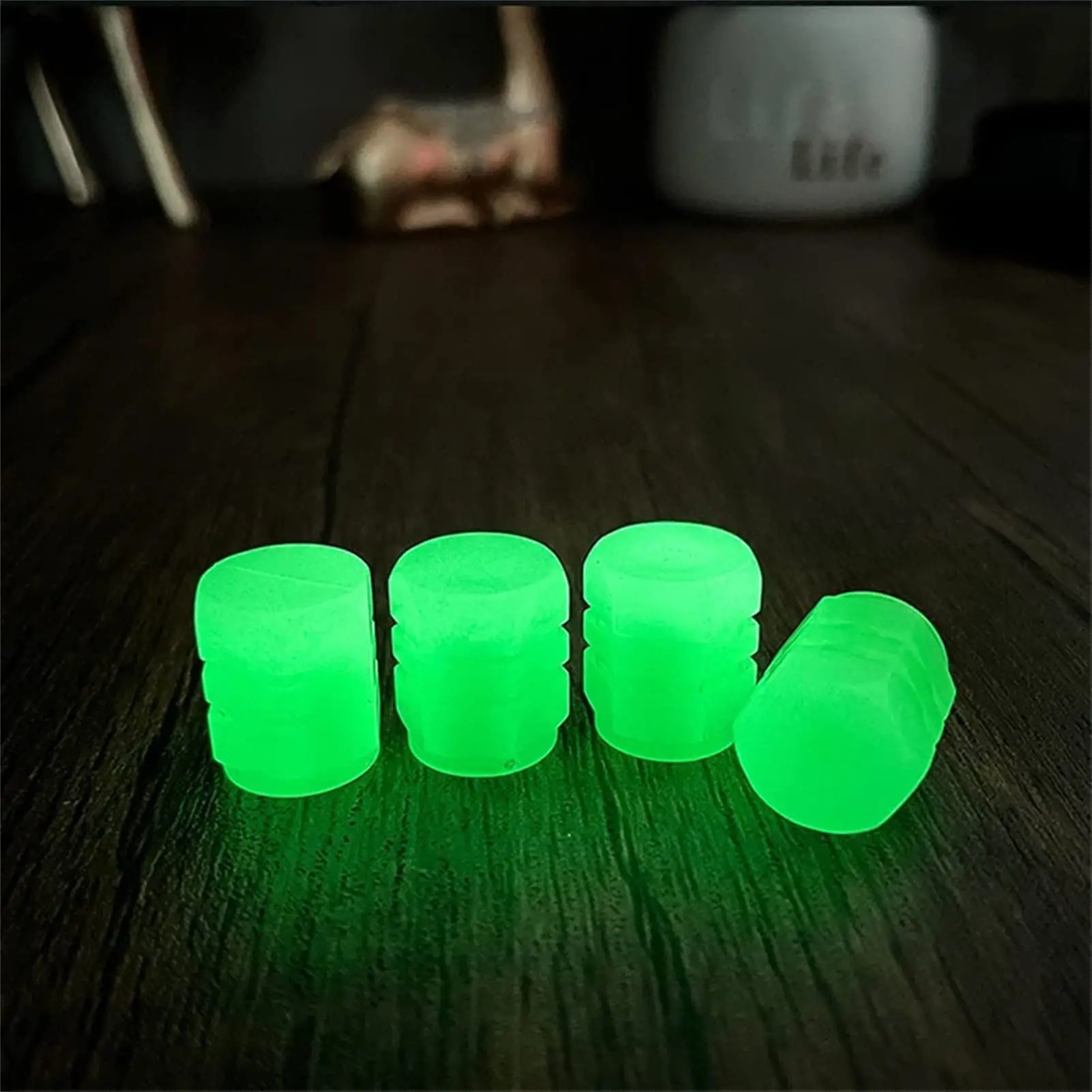 Luminous Valve Caps Fluorescent Green Blue Night Glowing Luminous Valve Caps Fluorescent Green Blue Night Glowing