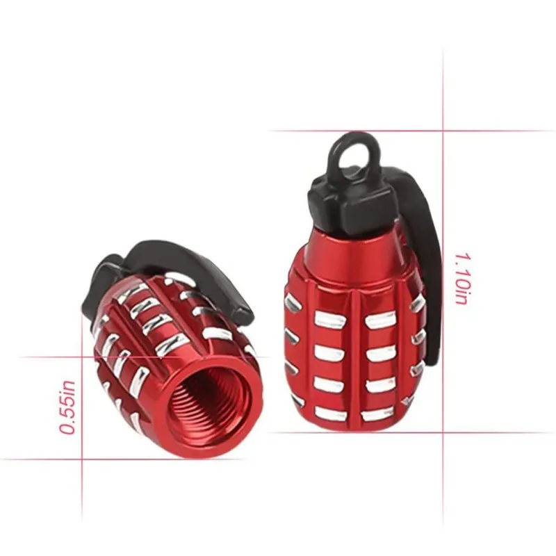 4pcs Aluminum Car Tire Valve Cap Grenade